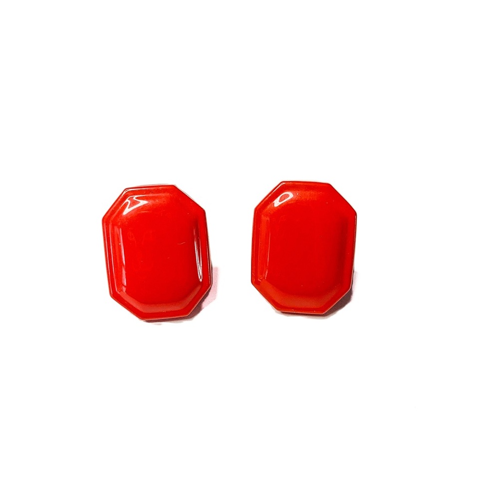 Vintage Cherry Red Geometric Earrings